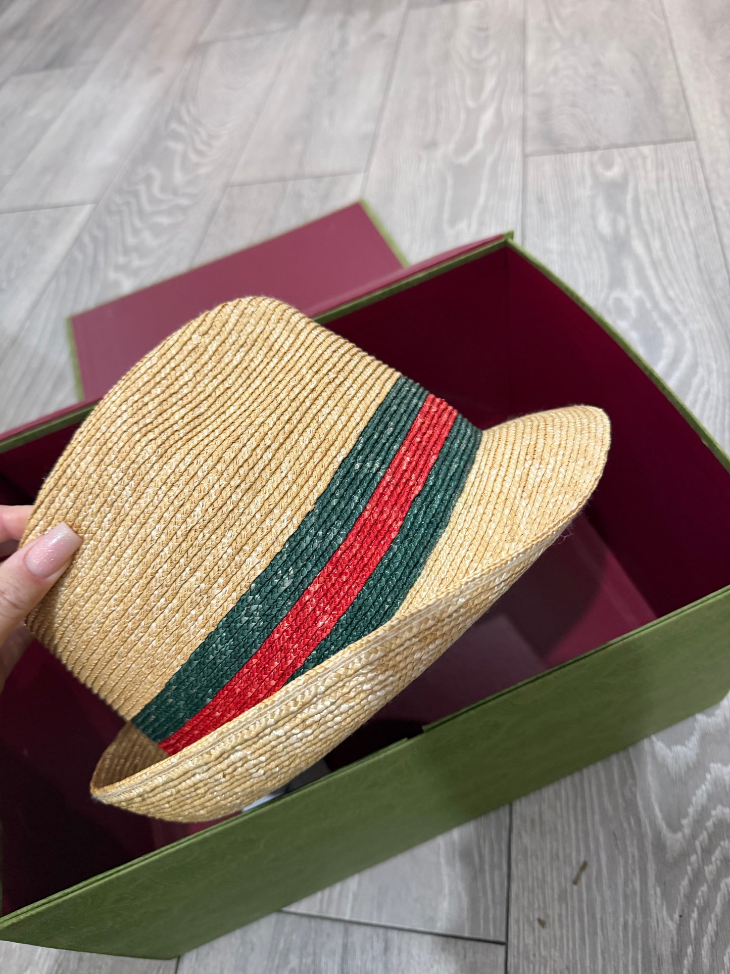 Pre-owned Beige Gucci Straw Hat, 58cm