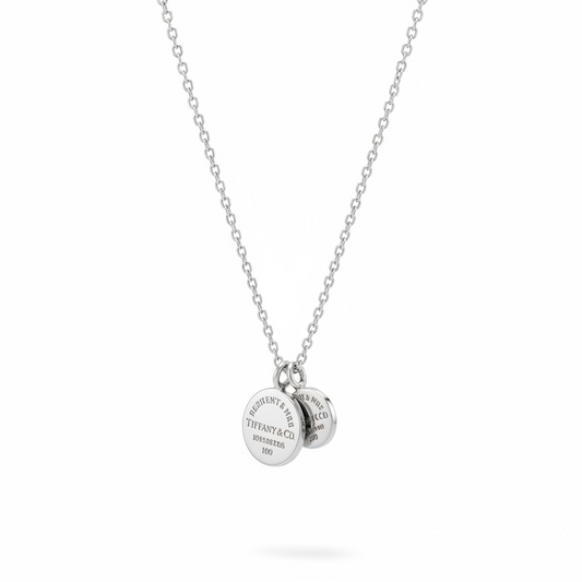 Silver Tiffany & Co Necklace, Return to Tiffany Circle Duo Pendant