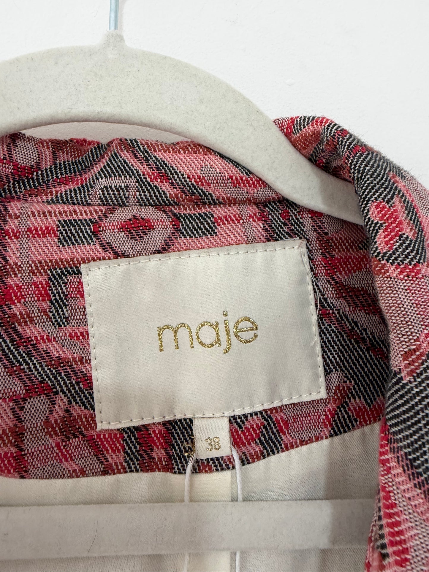 Preloved Maje Blazer 10 Red Pattern