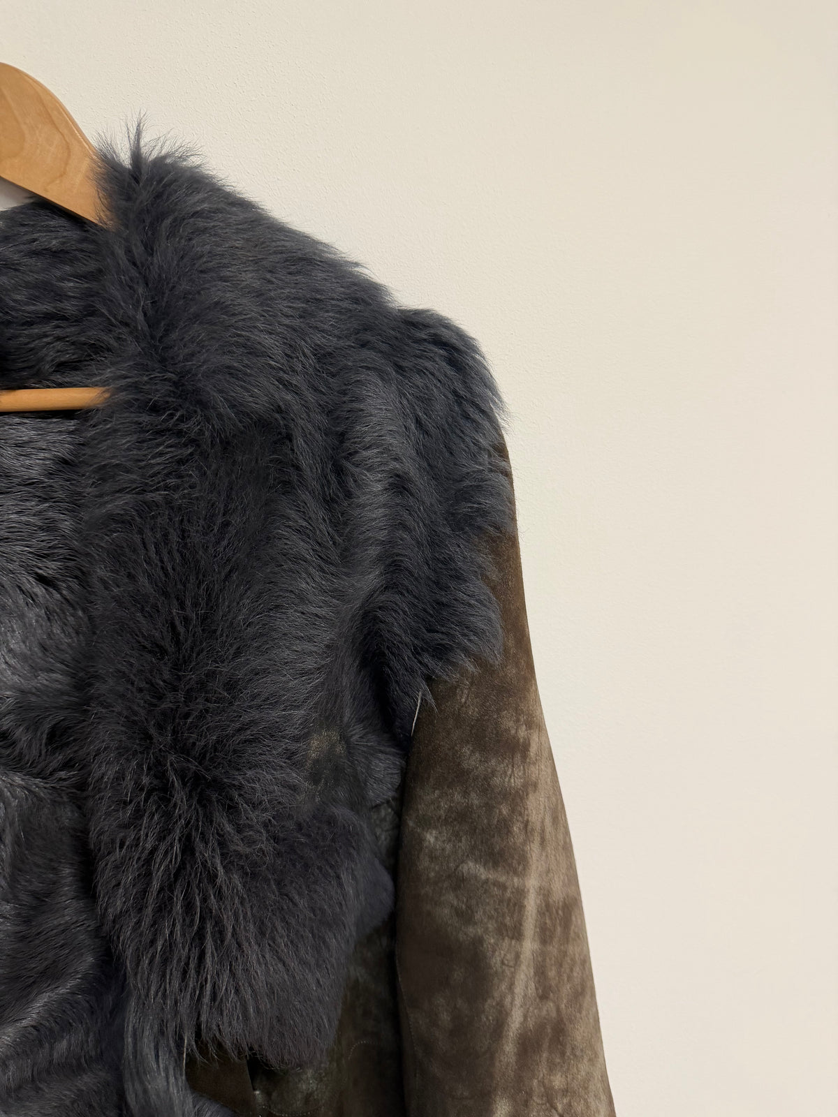 Preloved Sheepskin Coat Medium Size Grey
