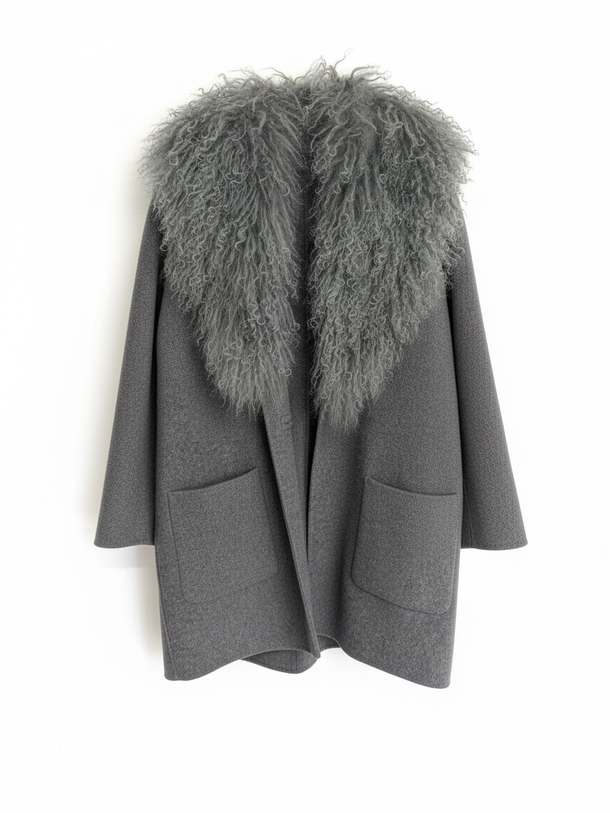 Preloved Joseph Fur hood coat Size 10 Grey