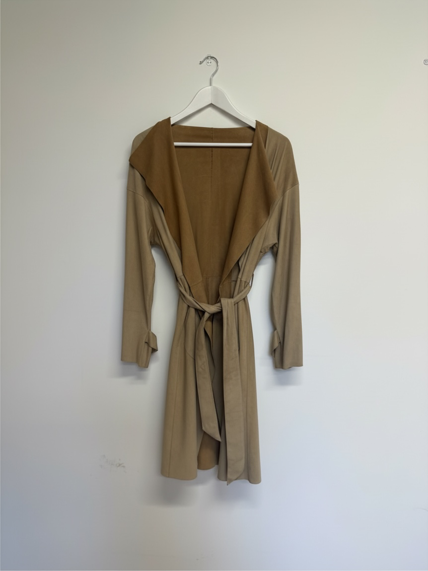 Preloved Goatskin Suede Joseph Trench Coat Size Small