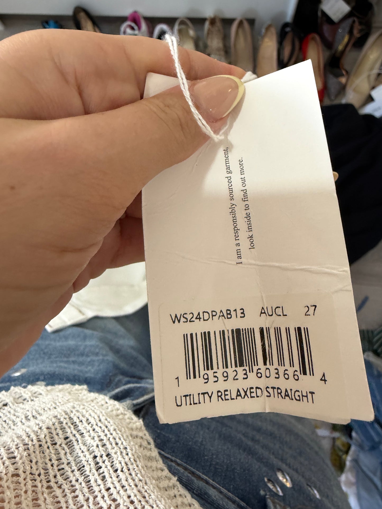 Preloved White Frame Jeans, Waist 27