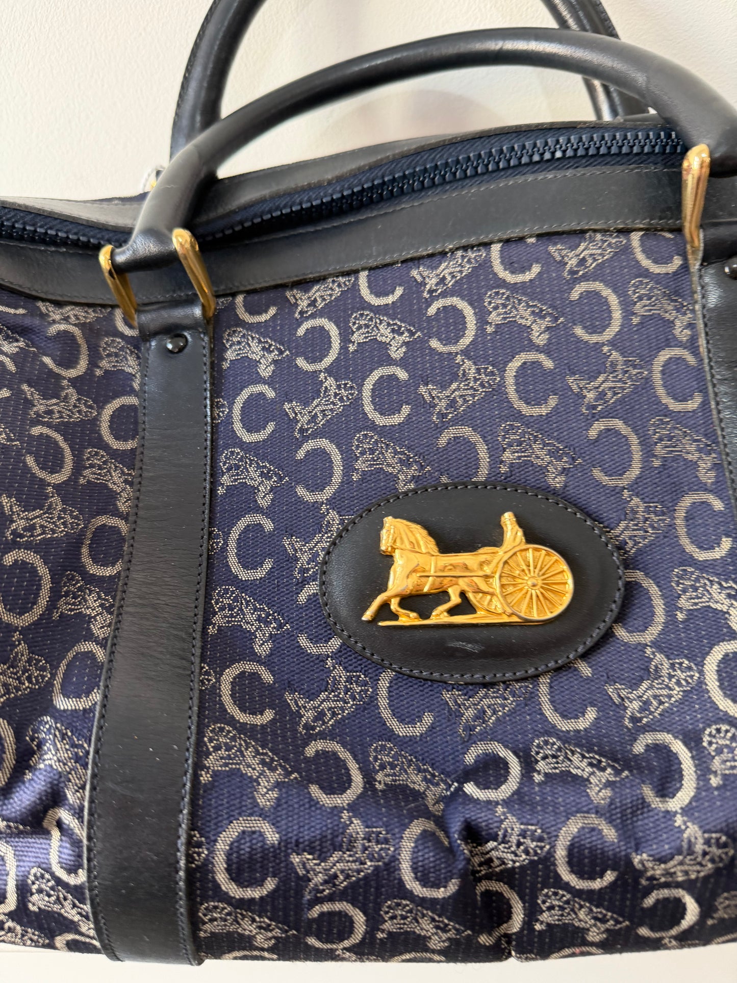 Pre-loved navy monogram Celine Mini keepall