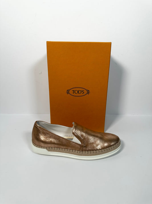 Gold Tods Espadrille Shoes, 37.5