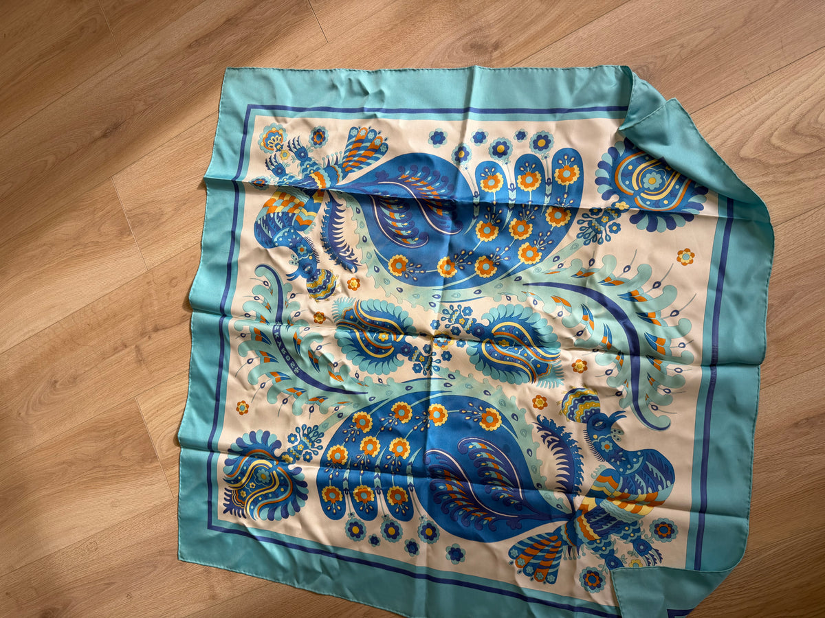 Preloved Blue Pattern Hermes Scarf