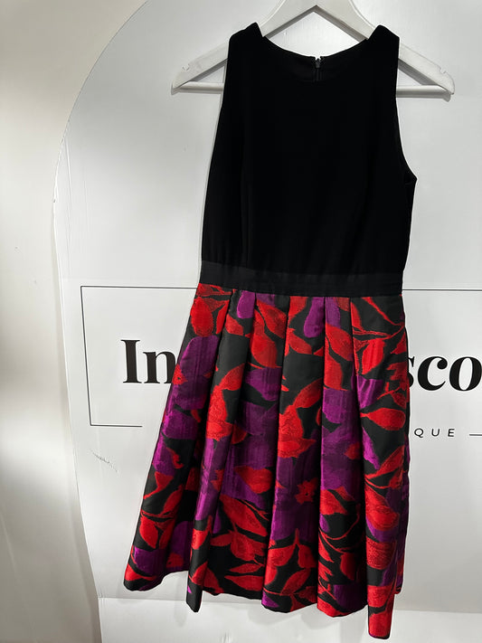 Black, Purple & Red Carmen Marc Valvo Dress, Size 6-8 UK