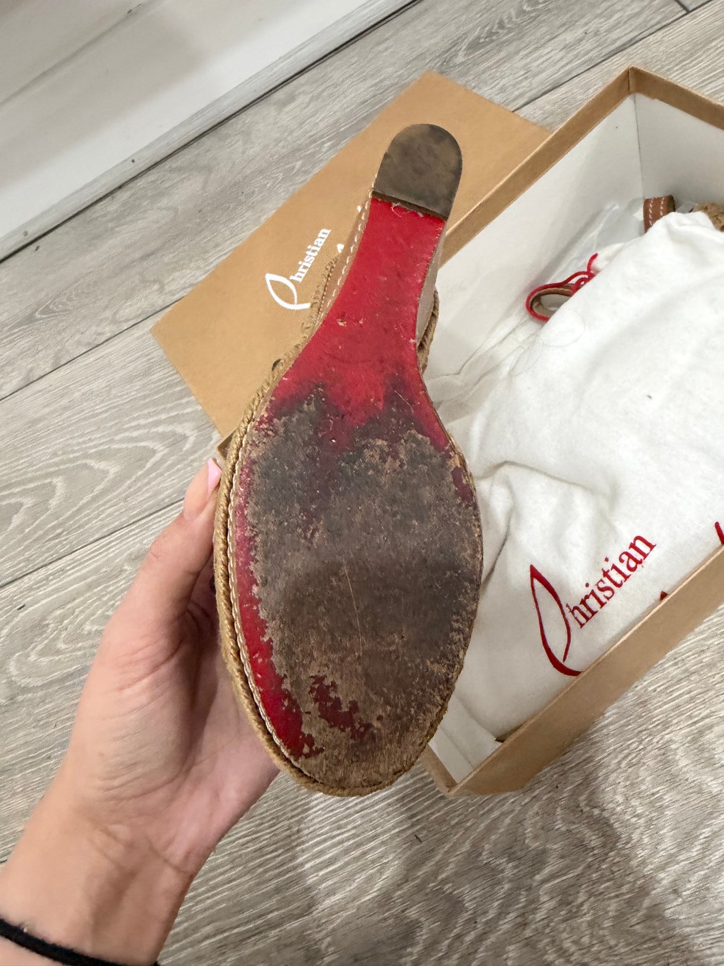Brown Christian Louboutin Wedge Heels, 5