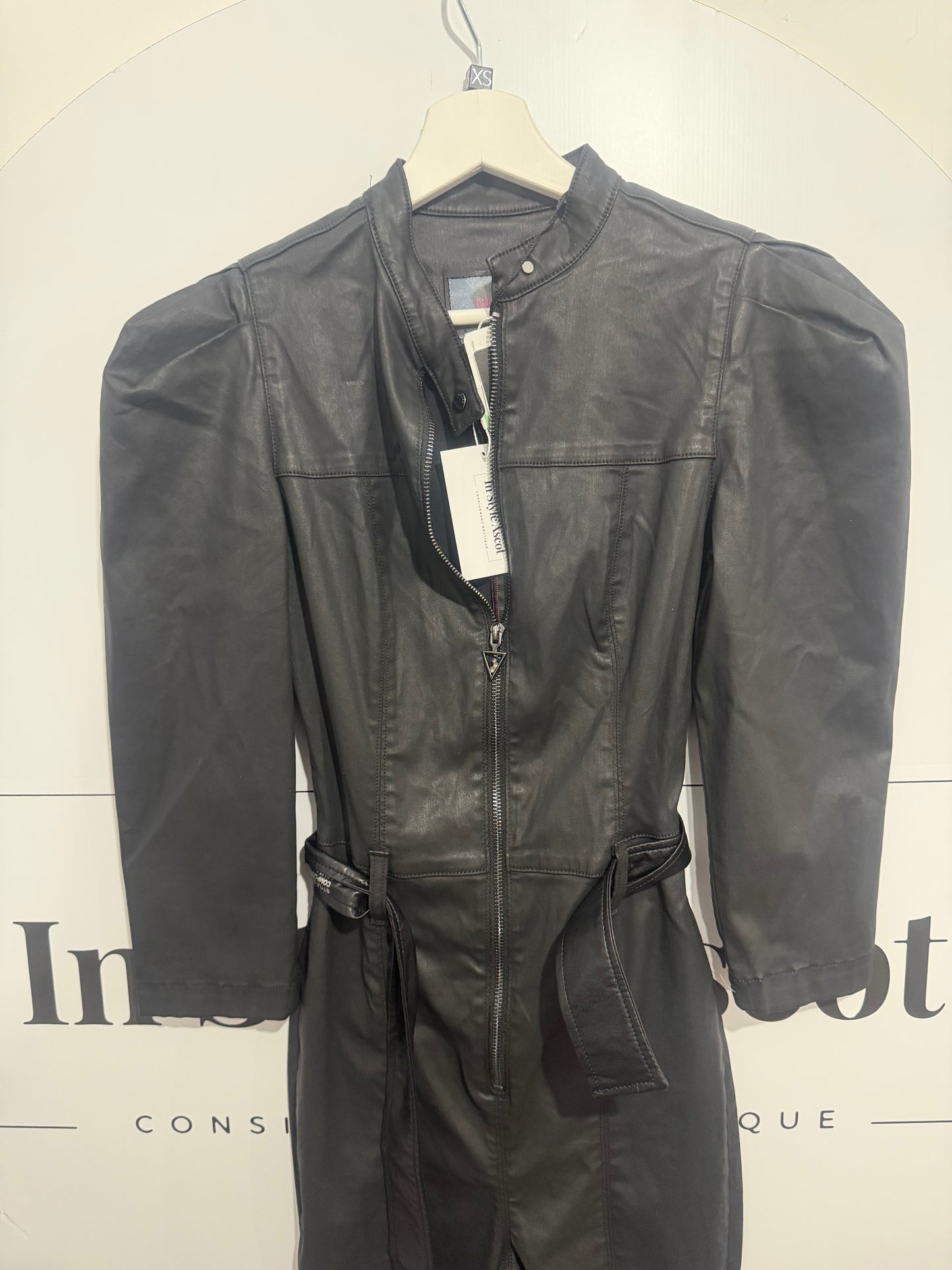 Black Leather Guess Brand New Jumpsuit, Size XS