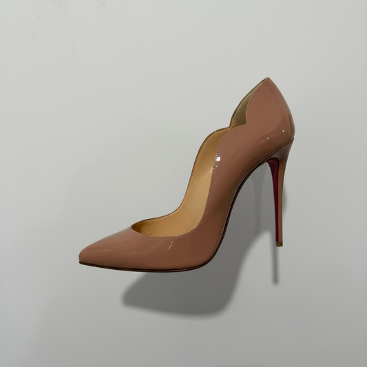Pre-owned, Patent Nude Christian Louboutin Hot Chick 100 Heels, Size 39 - UK 6