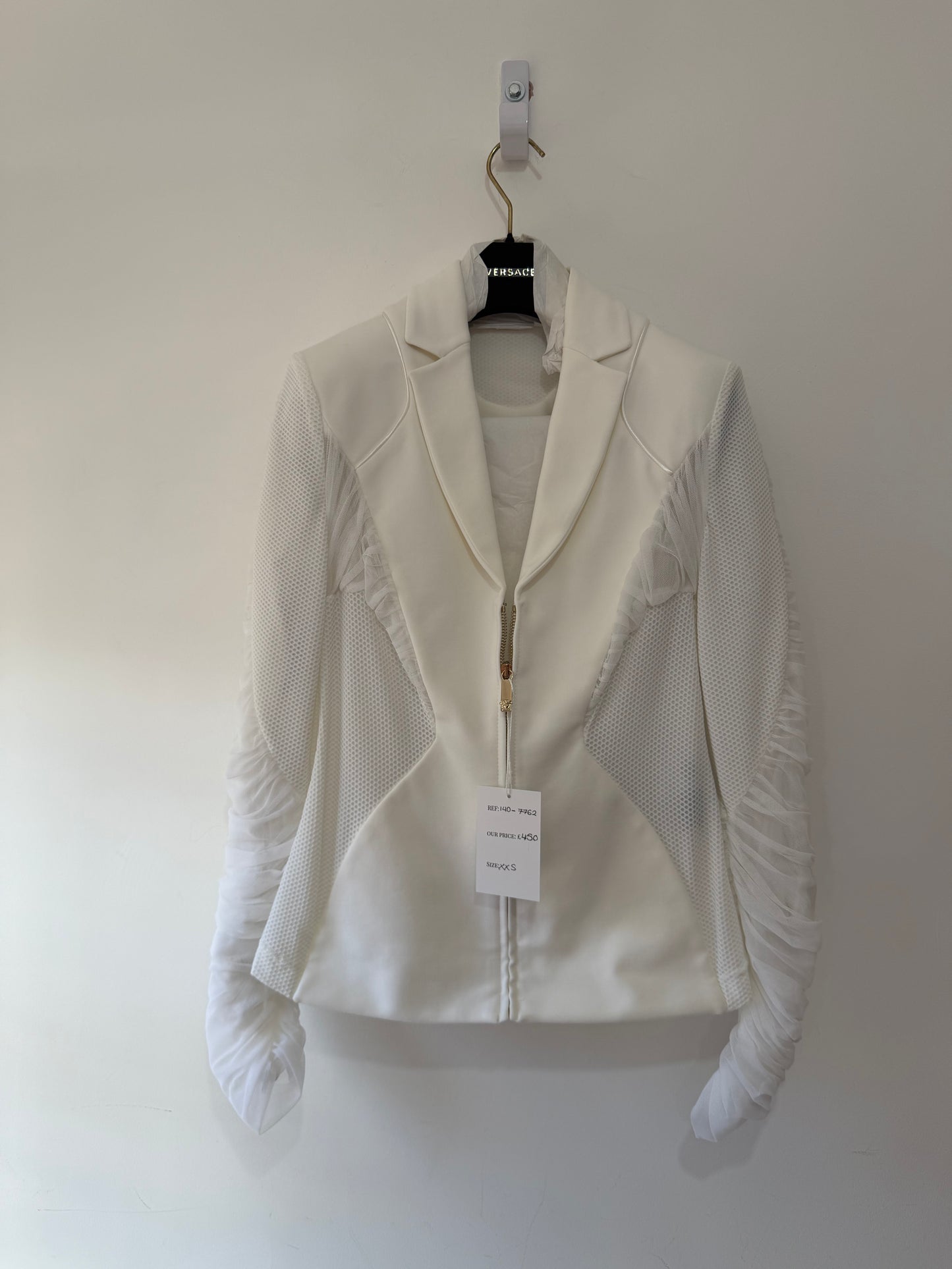 Preloved but NEW White Versace Blazer, Size XS/XXS (4-6)