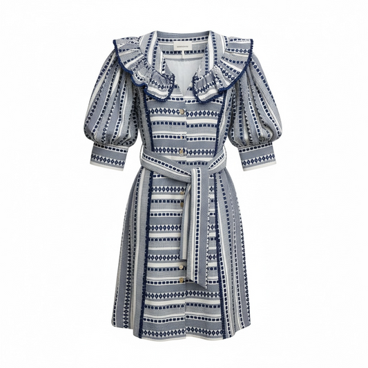 Blue and White Uterque Dress, Size S