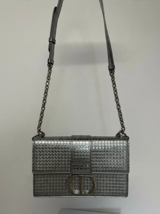 Preloved Nearly New Christian Dior Handbag Montaigne Crossbody Bag Silver
