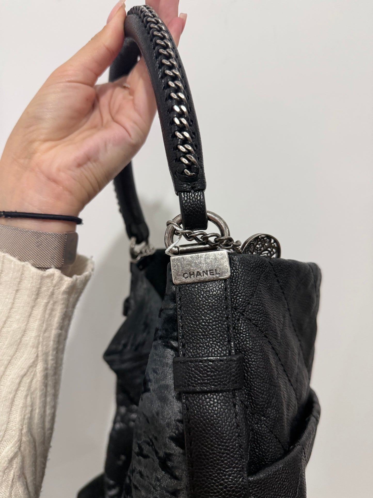 Pre-owned Metallic Ponyhair Chanel Hobo Bag, Caviar