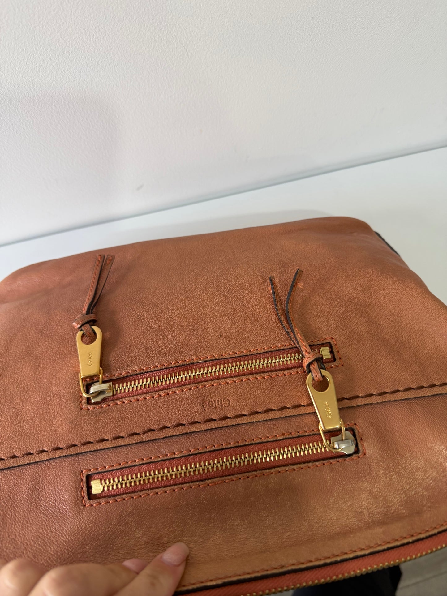 Taupe/tan Chloe Large Clutch Bag