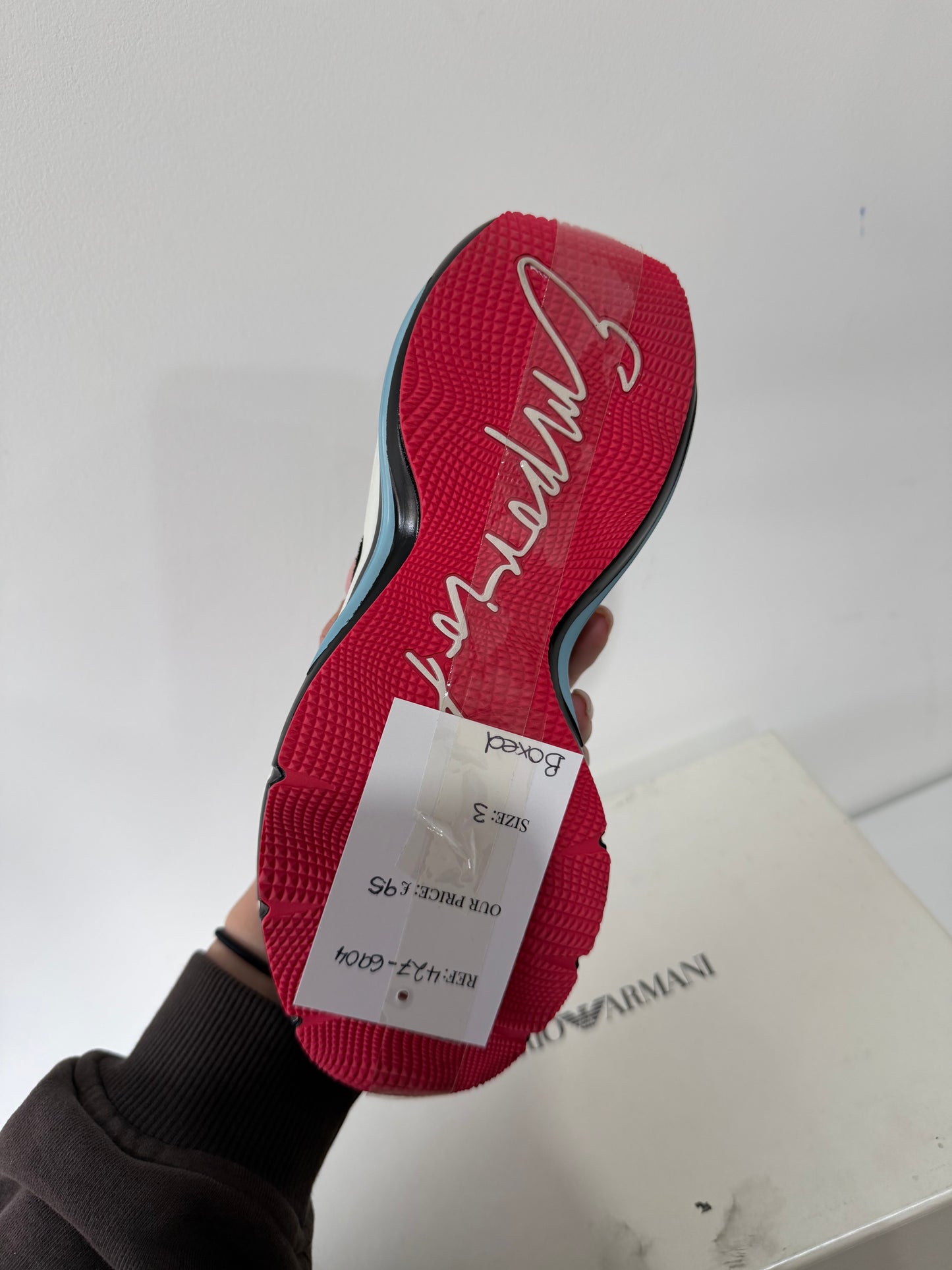 Pre-owned, Brand New Pink and Black Emporio Armani Sneakers Trainers, Size 3