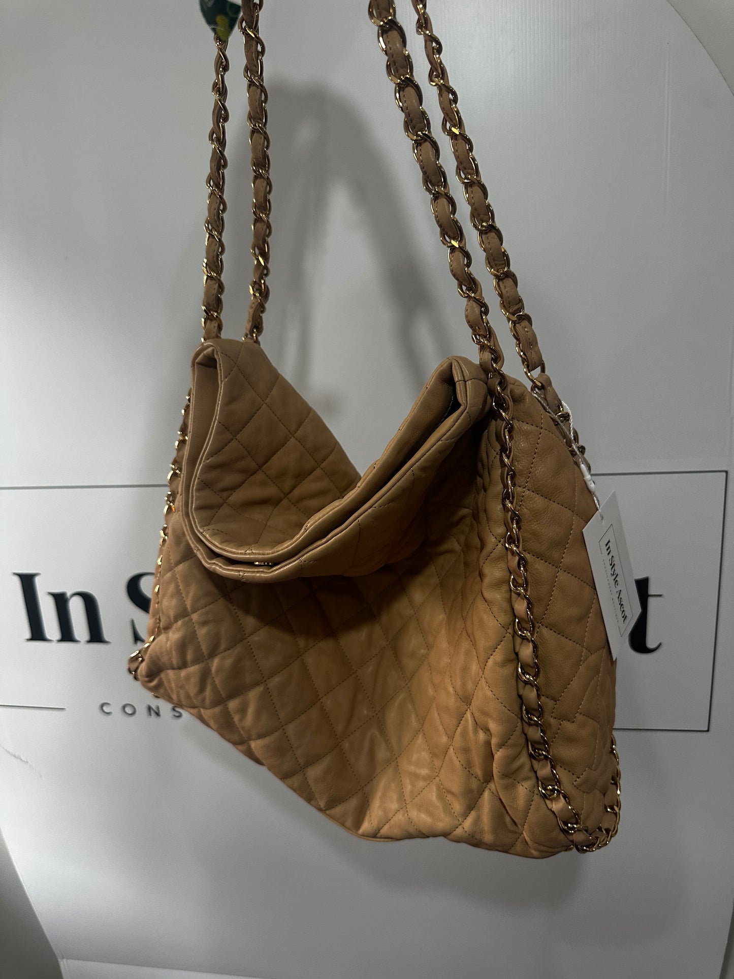 Beige Chanel Shoulder Handbag