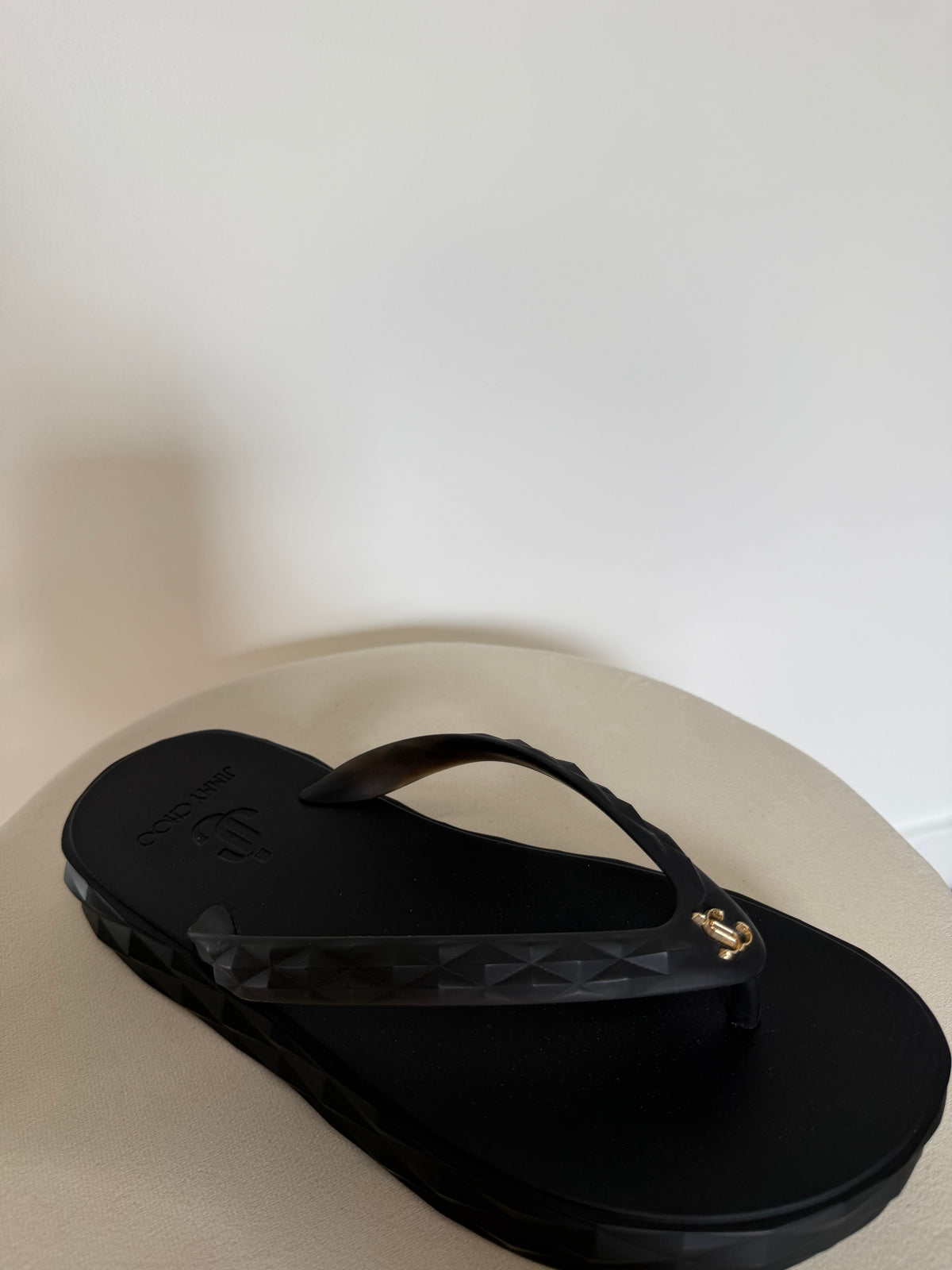 Preloved Jimmy Choo Diamond Platform Flip Flops EU 38 - UK 5 Black