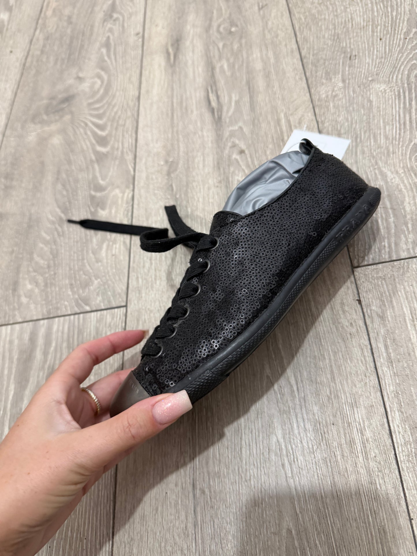 Black Sequinned Prada Sneakers, Size 37 - UK 4