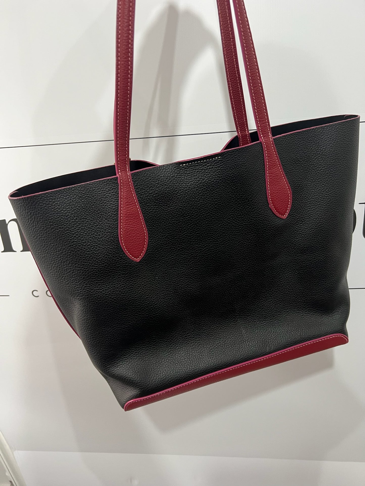 Black and Burgundy Coach Tote Bag