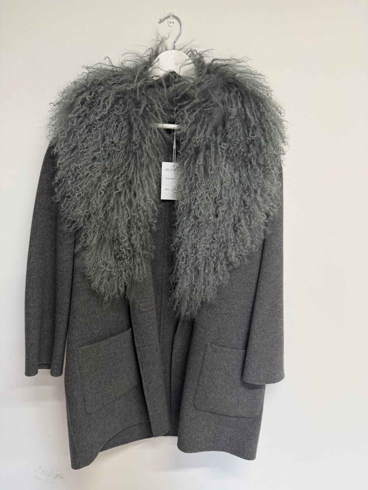 Preloved Joseph Fur hood coat Size 10 Grey