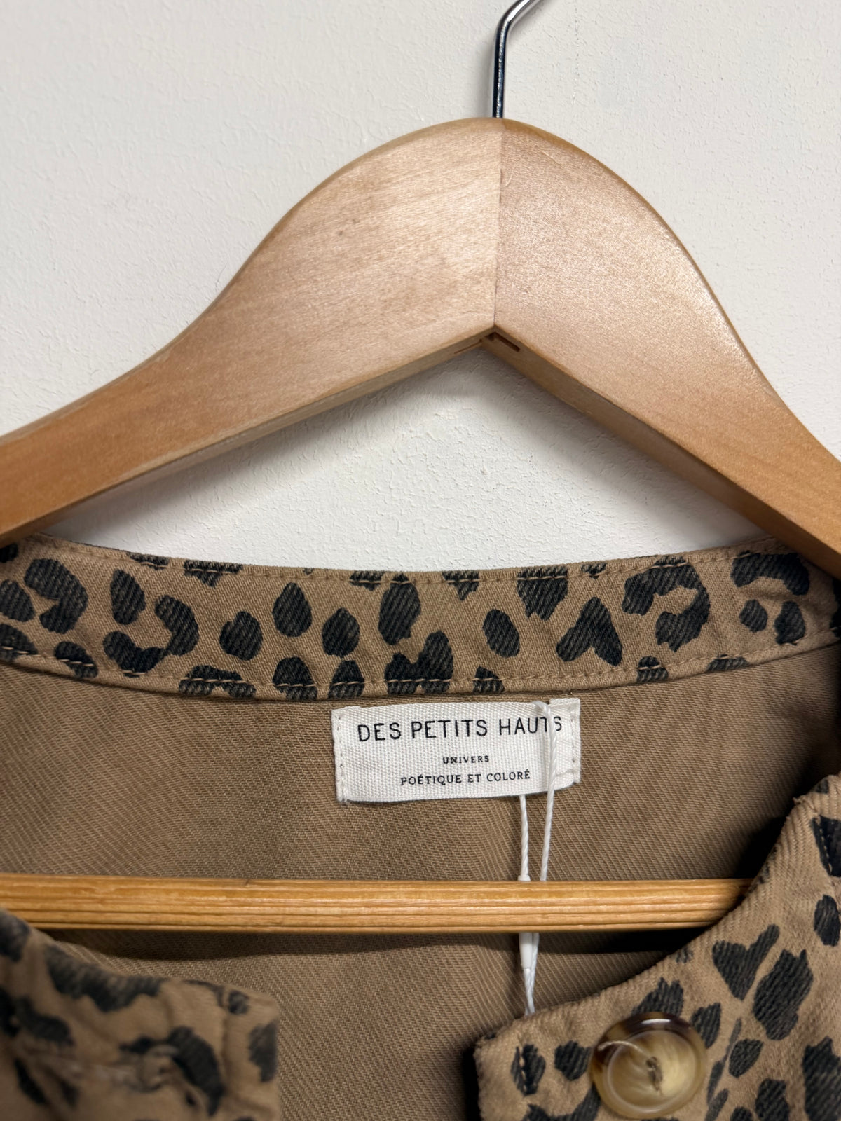 Preloved Des Petits Hauts Jacket Small Leopard Print