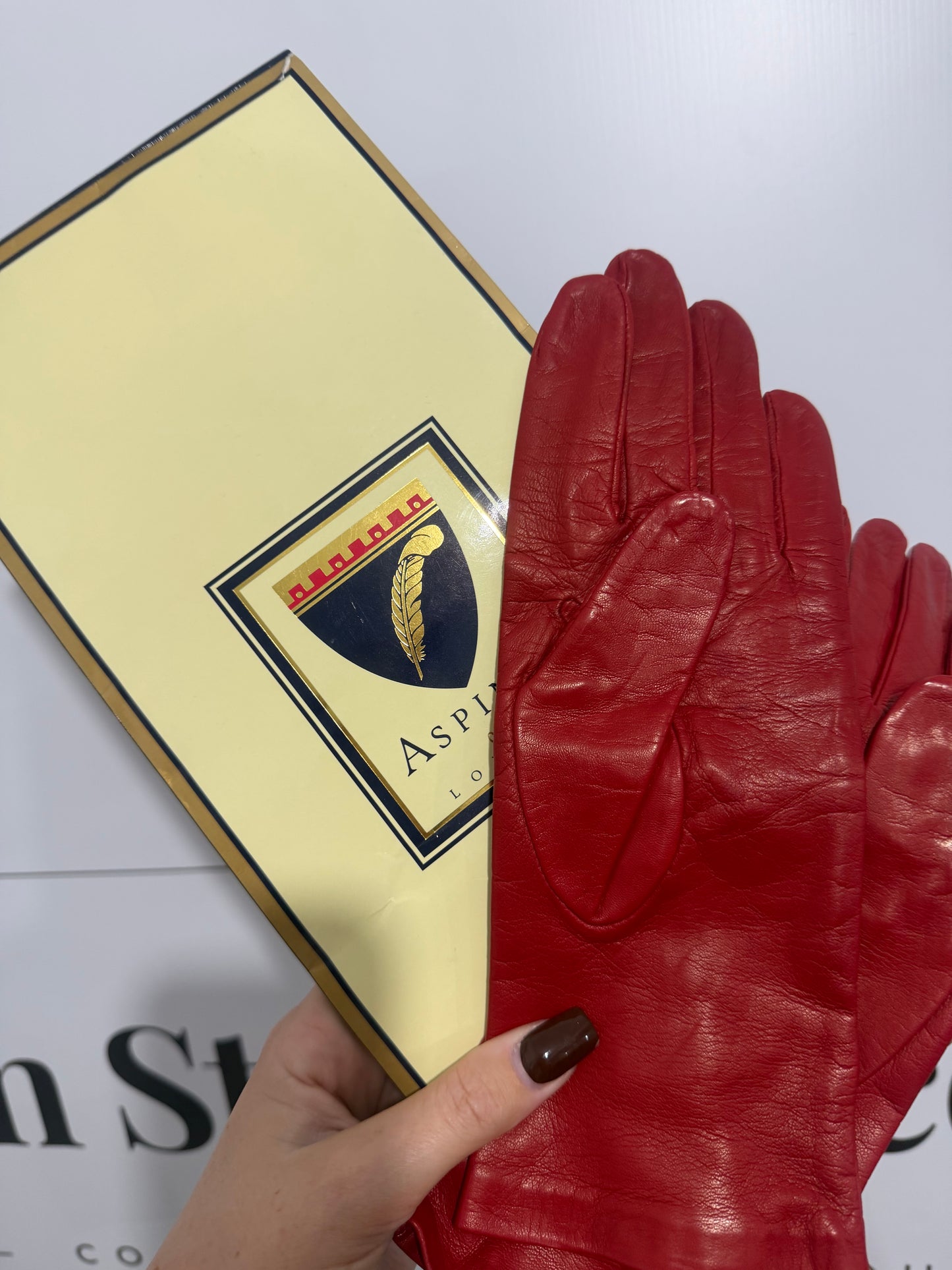 Red Aspinal of London Leather Gloves, Medium