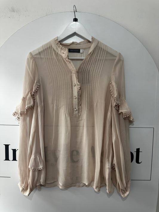 Cream Mint Velvet Blouse, Size S/M