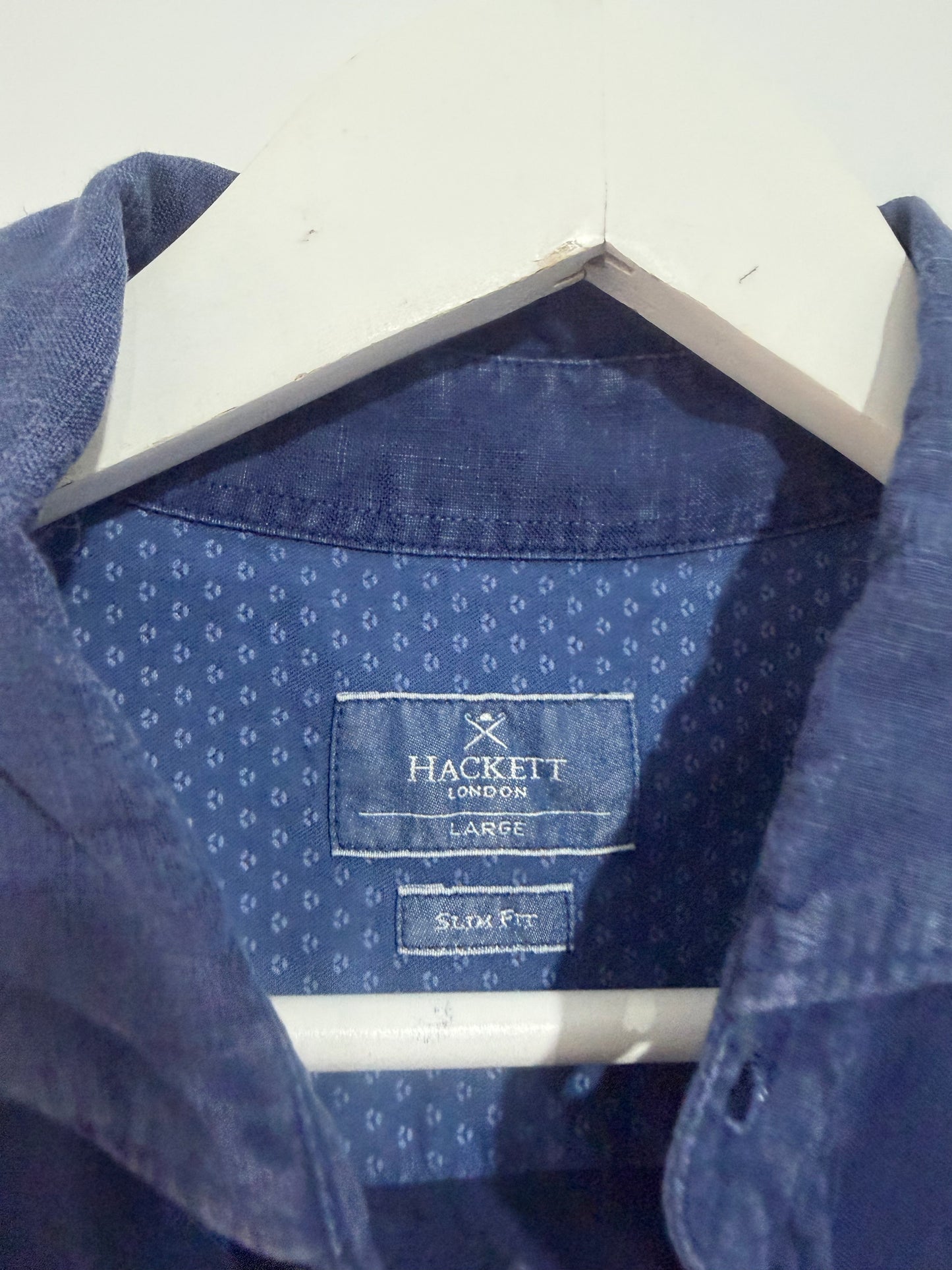 Navy Hackett Men’s Linen Shirt, Size Large