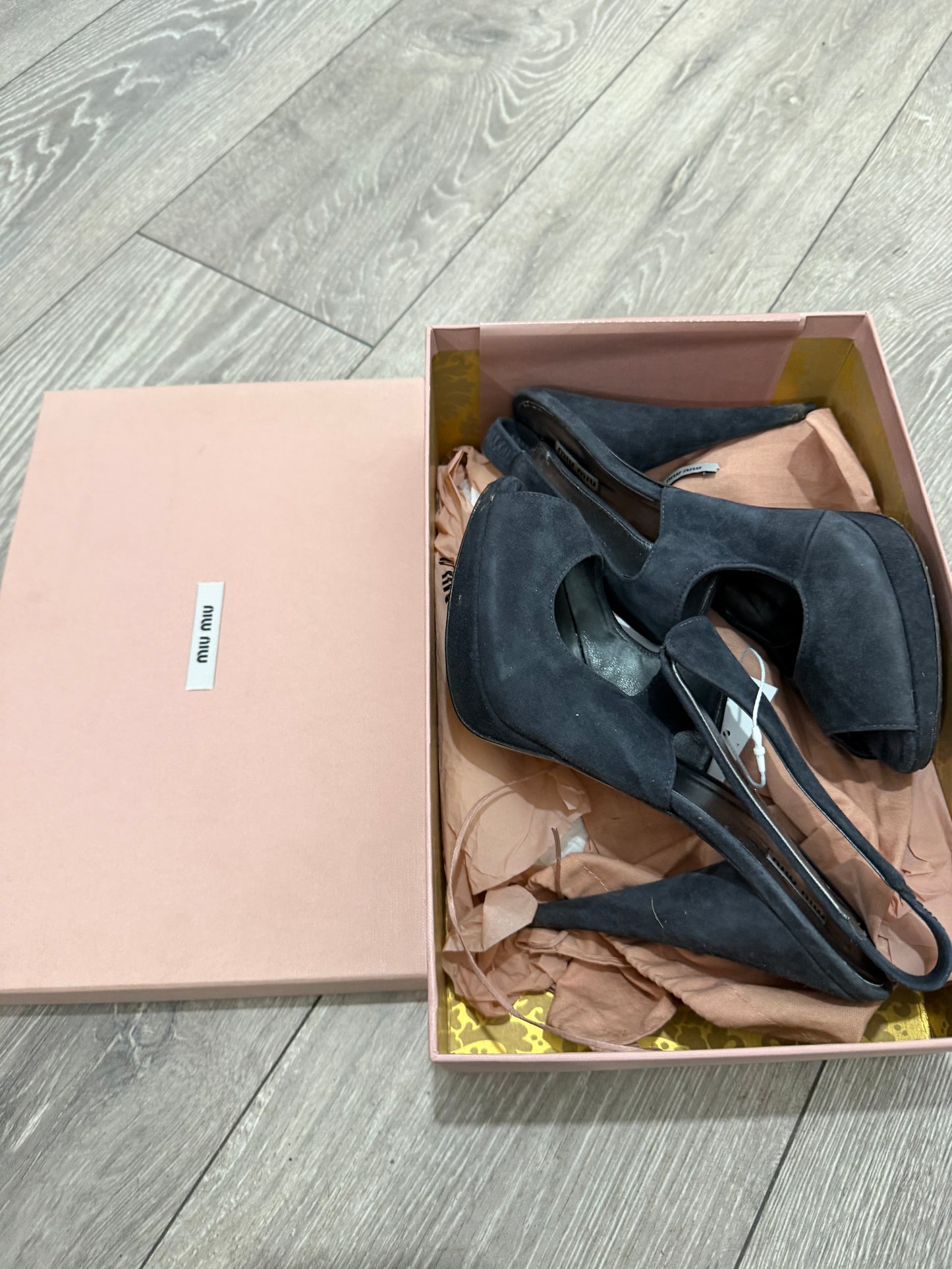 Pre-owned Slate Grey Miu Miu Platform Heels, Size 7 - 40
