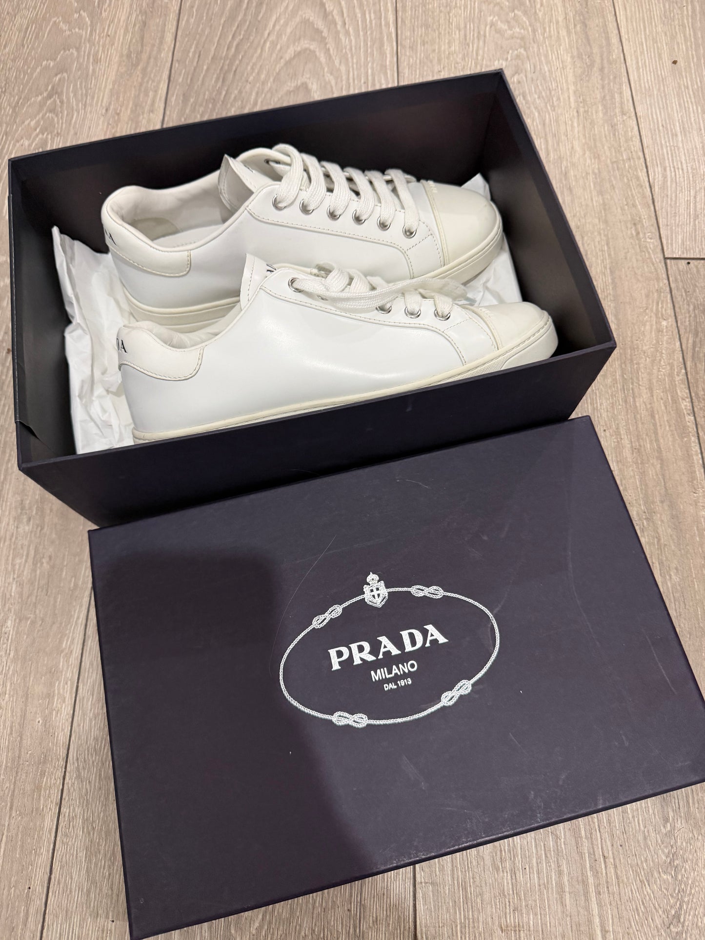 Pre-owned White Prada Sneakers, Size 37 - UK 4 (4.5)