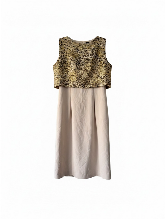 Preloved MaxMara Dress Size 12 Beige and Gold