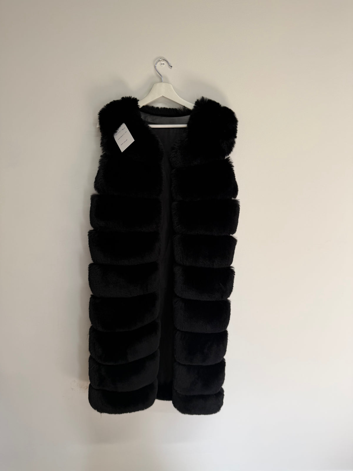 Preloved Faux Fur Gilet Black, Size Small