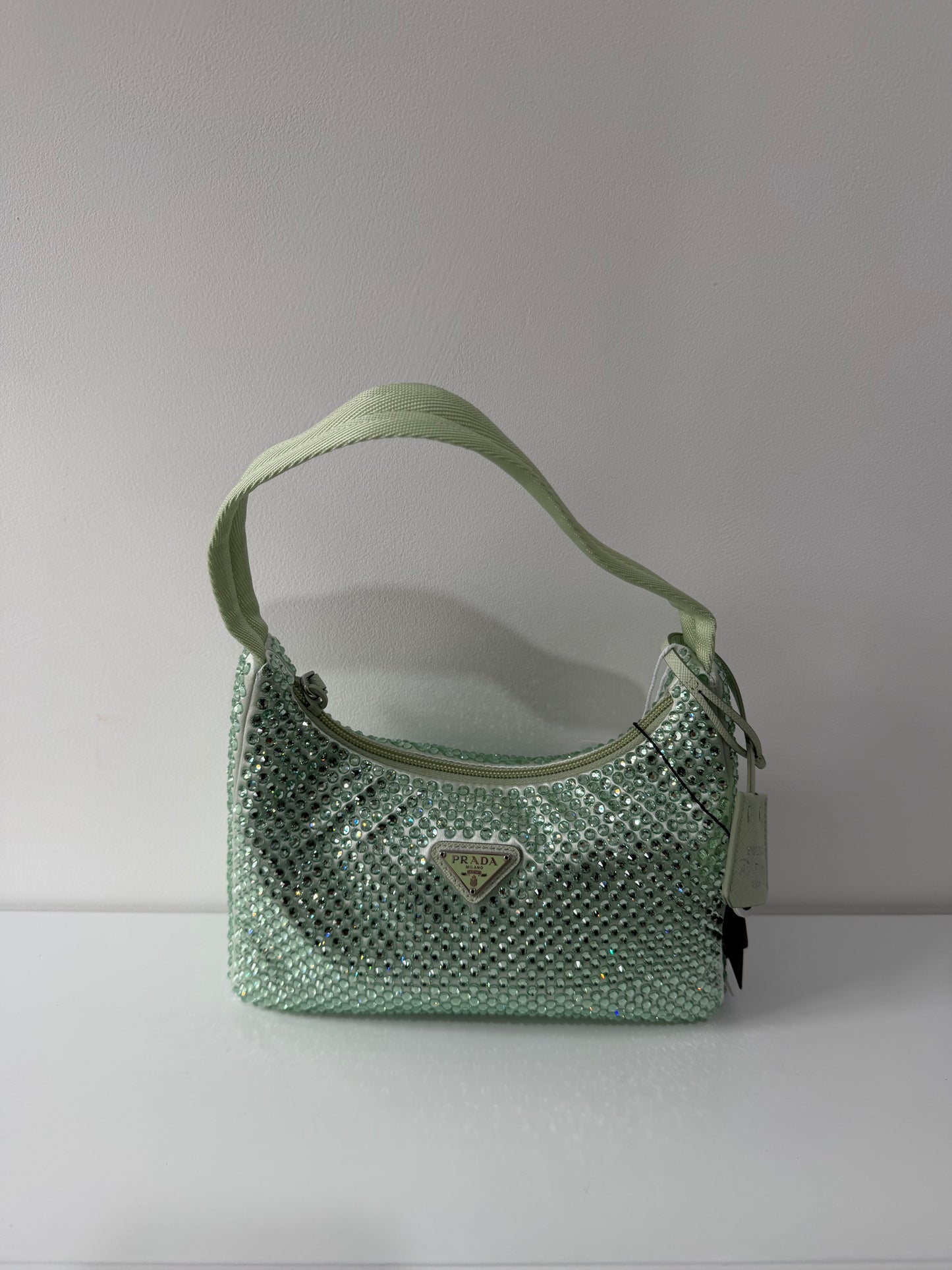 Pre-owned, Brand New Mint Crystal Prada Re-Edition 2000 Shoulder Bag
