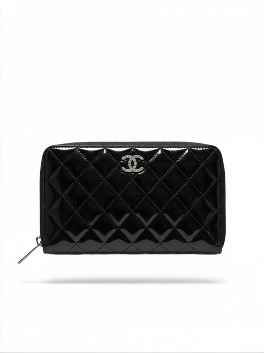 Preloved Chanel Purse Clutch Black Patent Leather