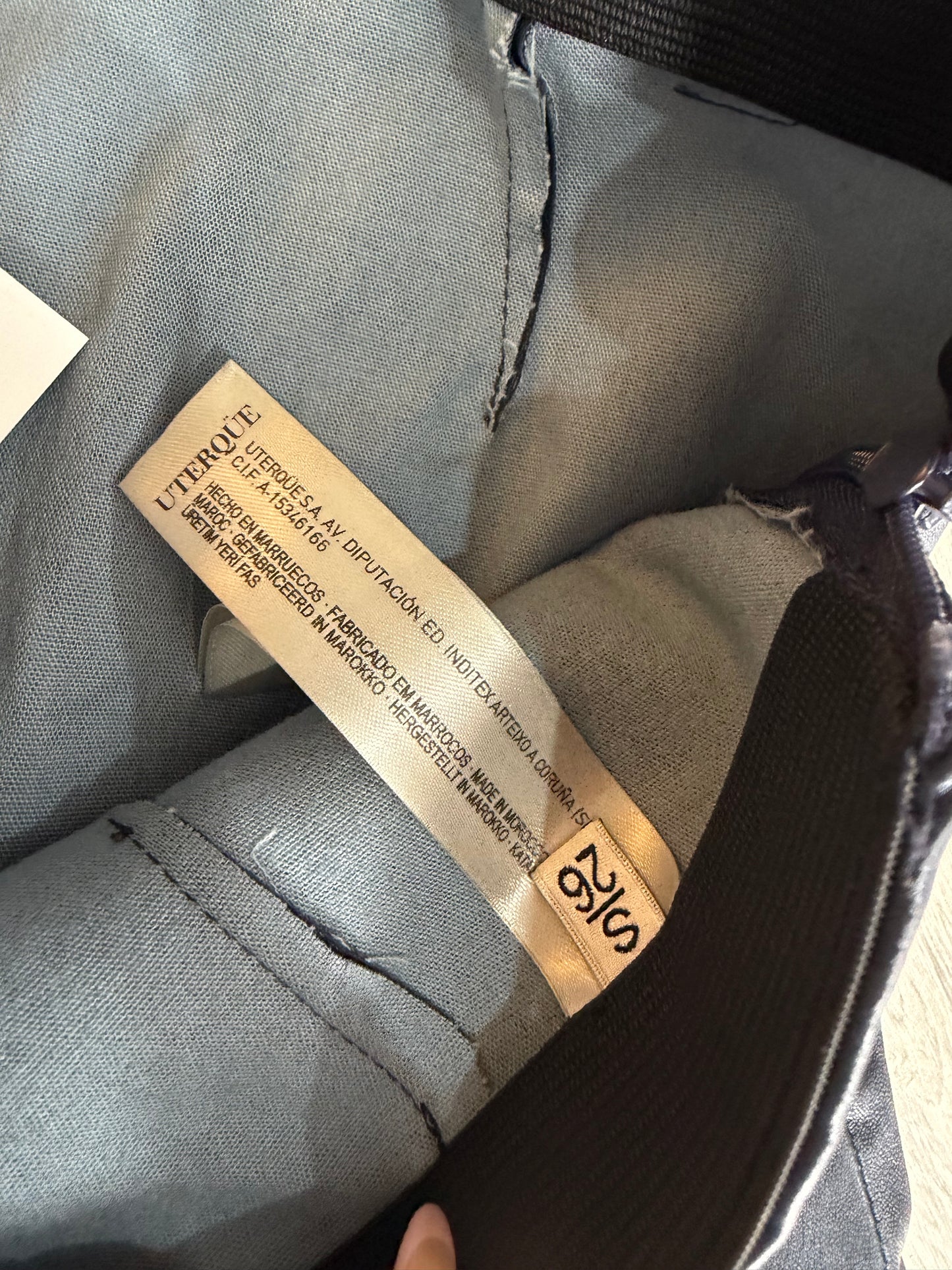 Preloved Uterque Leather Trousers Small Navy
