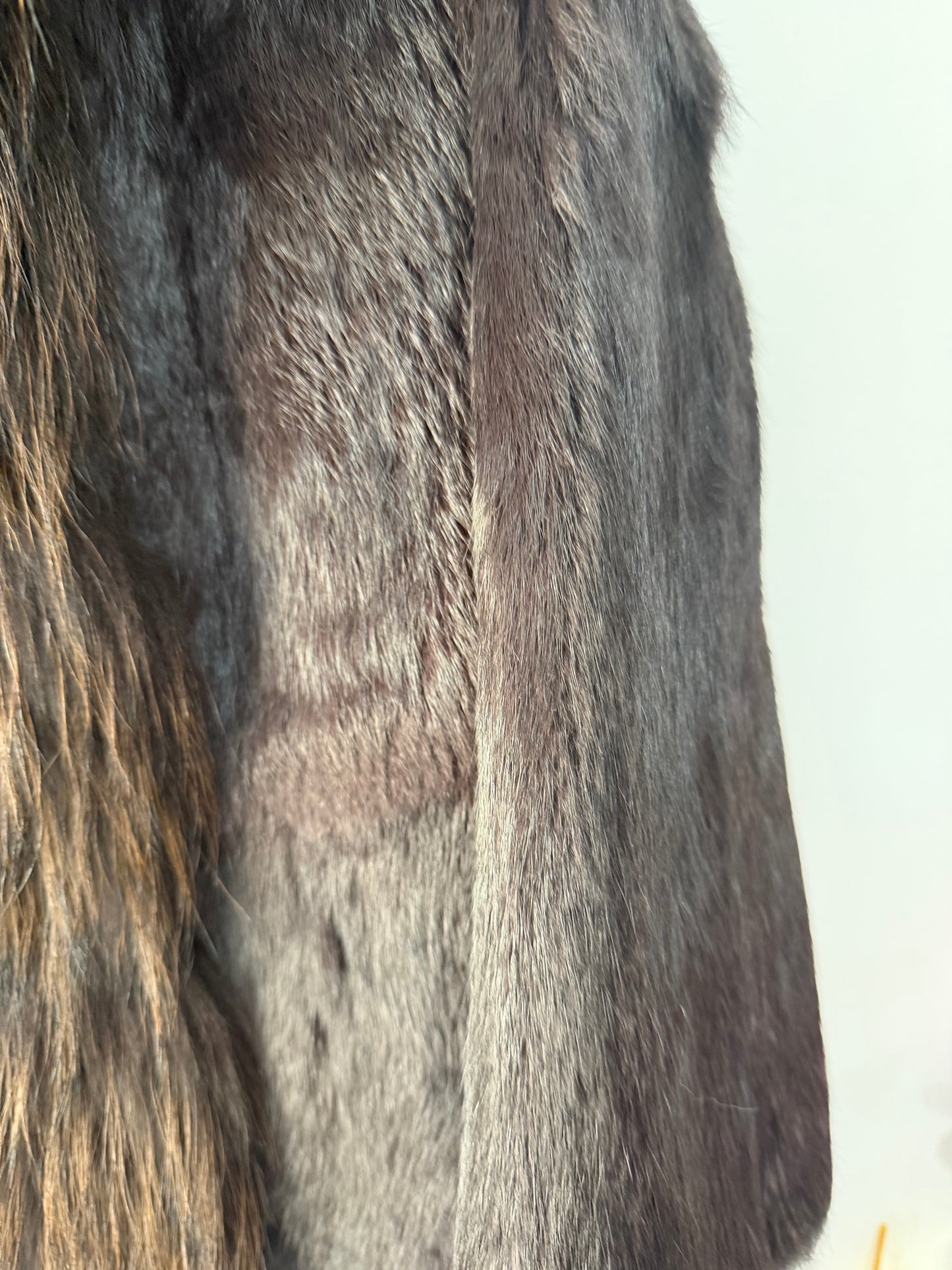 Preowned Brown Catch Me... Rabbit and Racoon Fur Coat, Size M/L