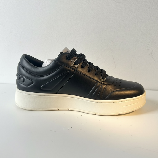 Preloved, Black leather with distinctive shaped eyelets and a chunky platform sole Jimmy Choo Hawaii Trainers, Size 38 - UK 5