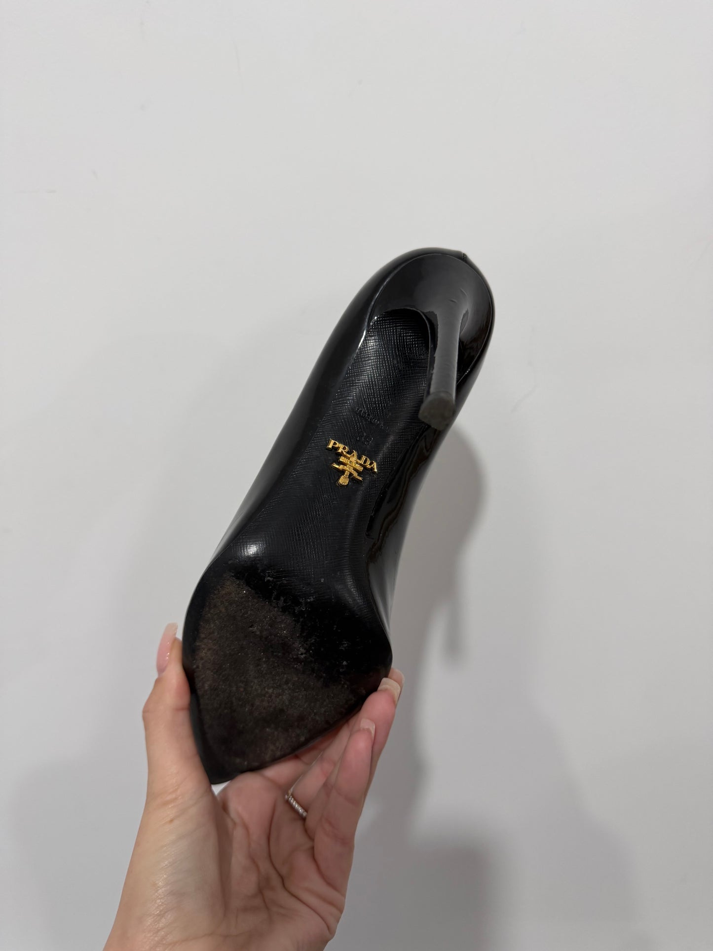 Pre-owned Black Prada Heels, Size 39 - UK 6