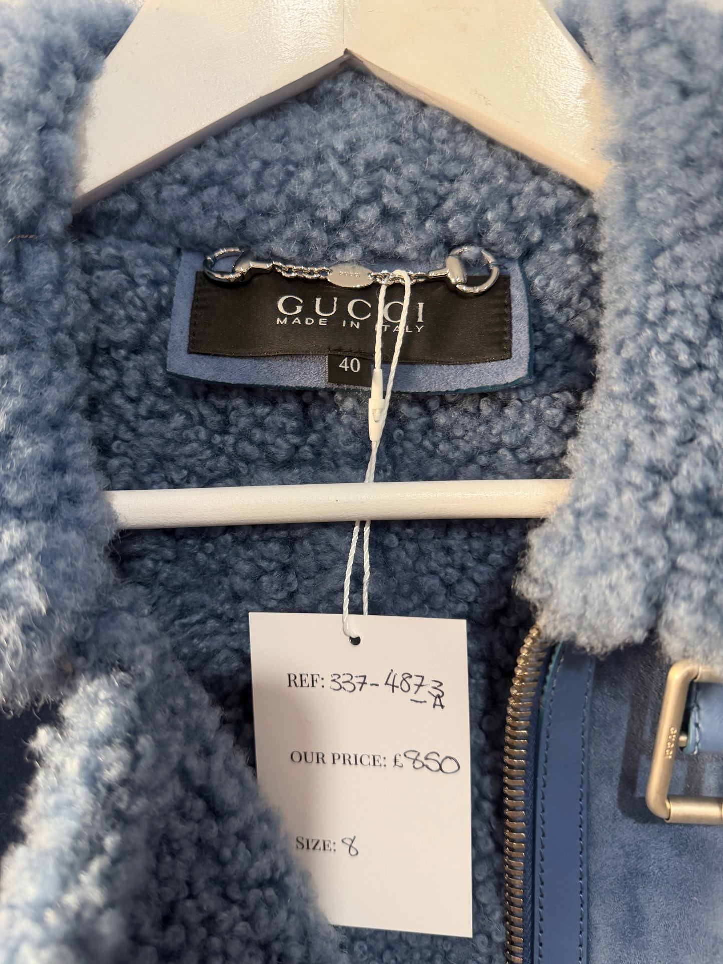 Blue Gucci Sherpa Jacket, Size 40 - UK 8