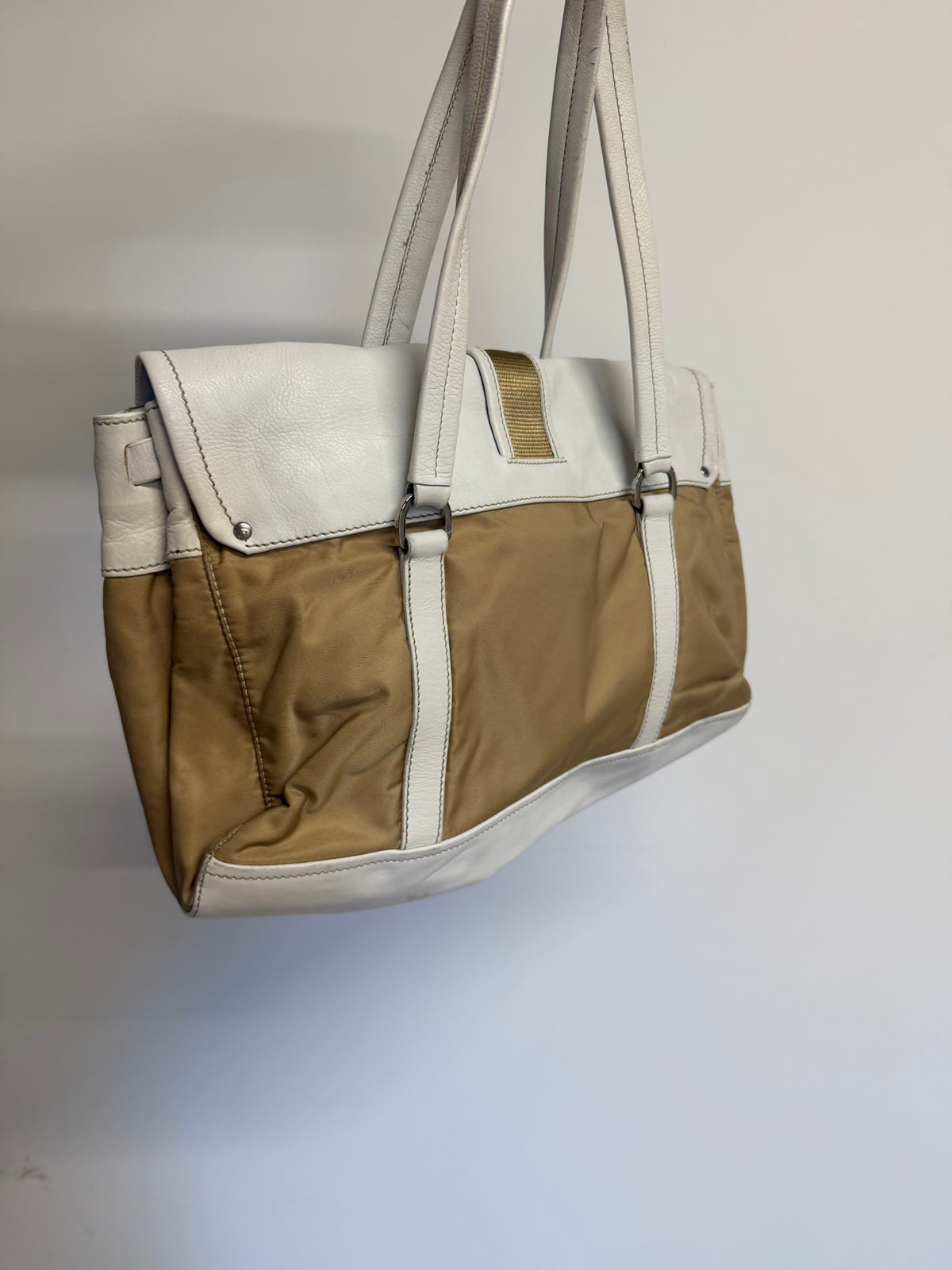 Preloved Prada Handbag Beige and White
