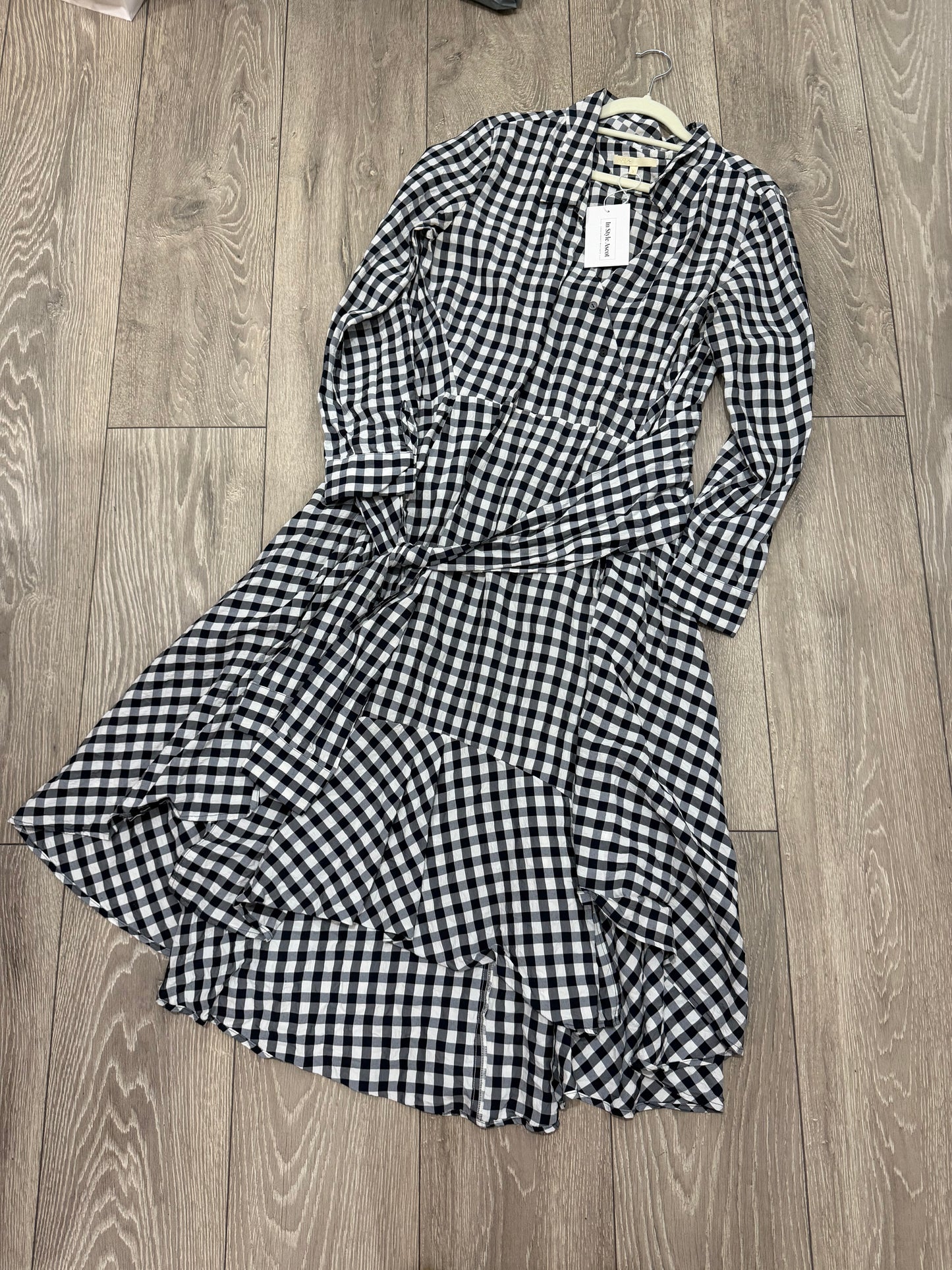 Pre-owned Black and White gingham Maje Dress, Size 12