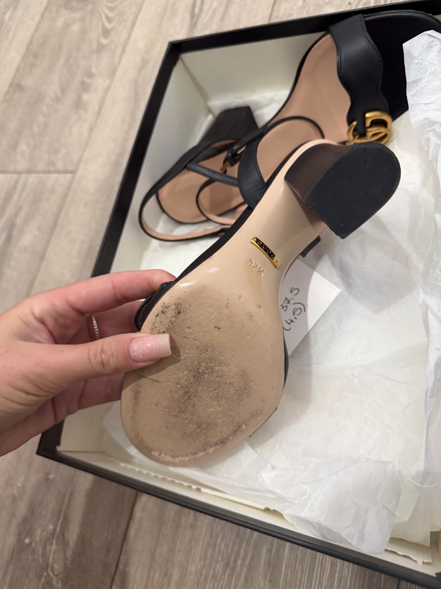 Black Gucci Block Heels, Size 37.5 - UK 4.5