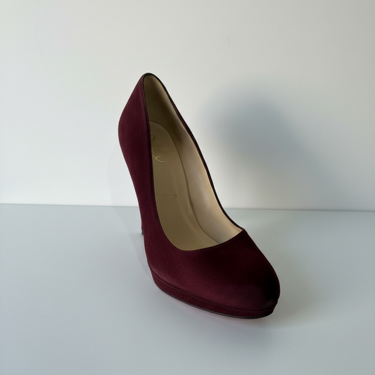 Preloved, Burgundy Suede Christian Louboutin Heels, Size 37.5 - UK 4.5