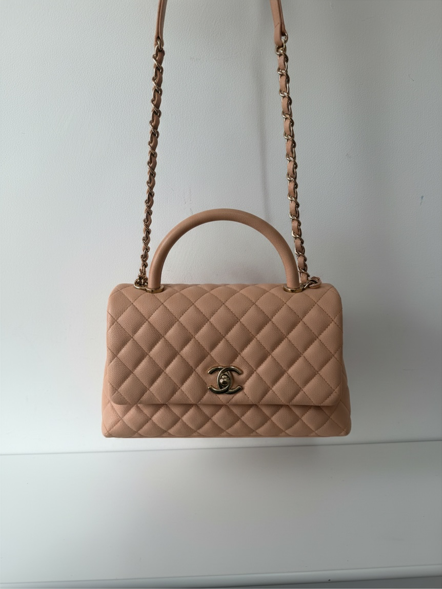 Preloved Chanel Coco Top Handle Flap Handbag Small