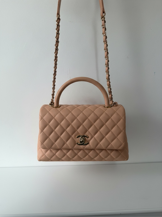 Preloved Chanel Coco Top Handle Flap Handbag Small
