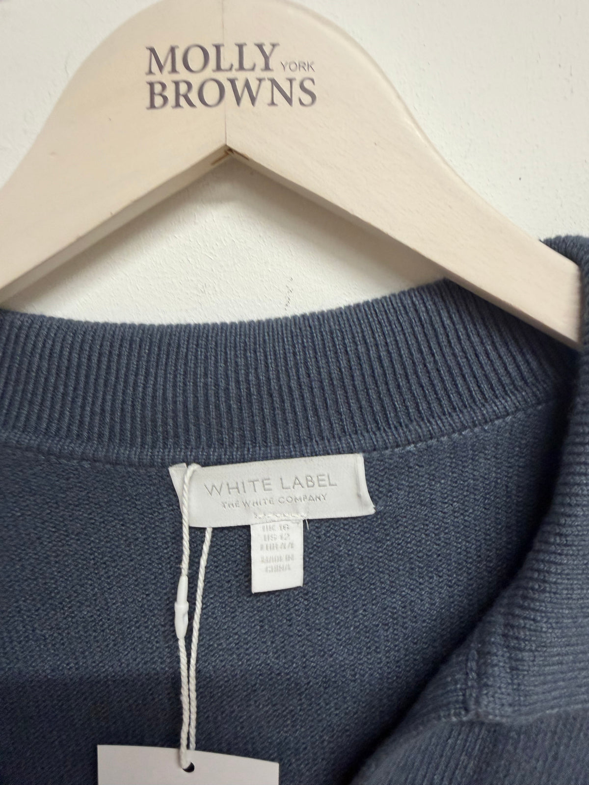 Preloved The White Company Cardigan Jacket Size UK 16 Grey Blue