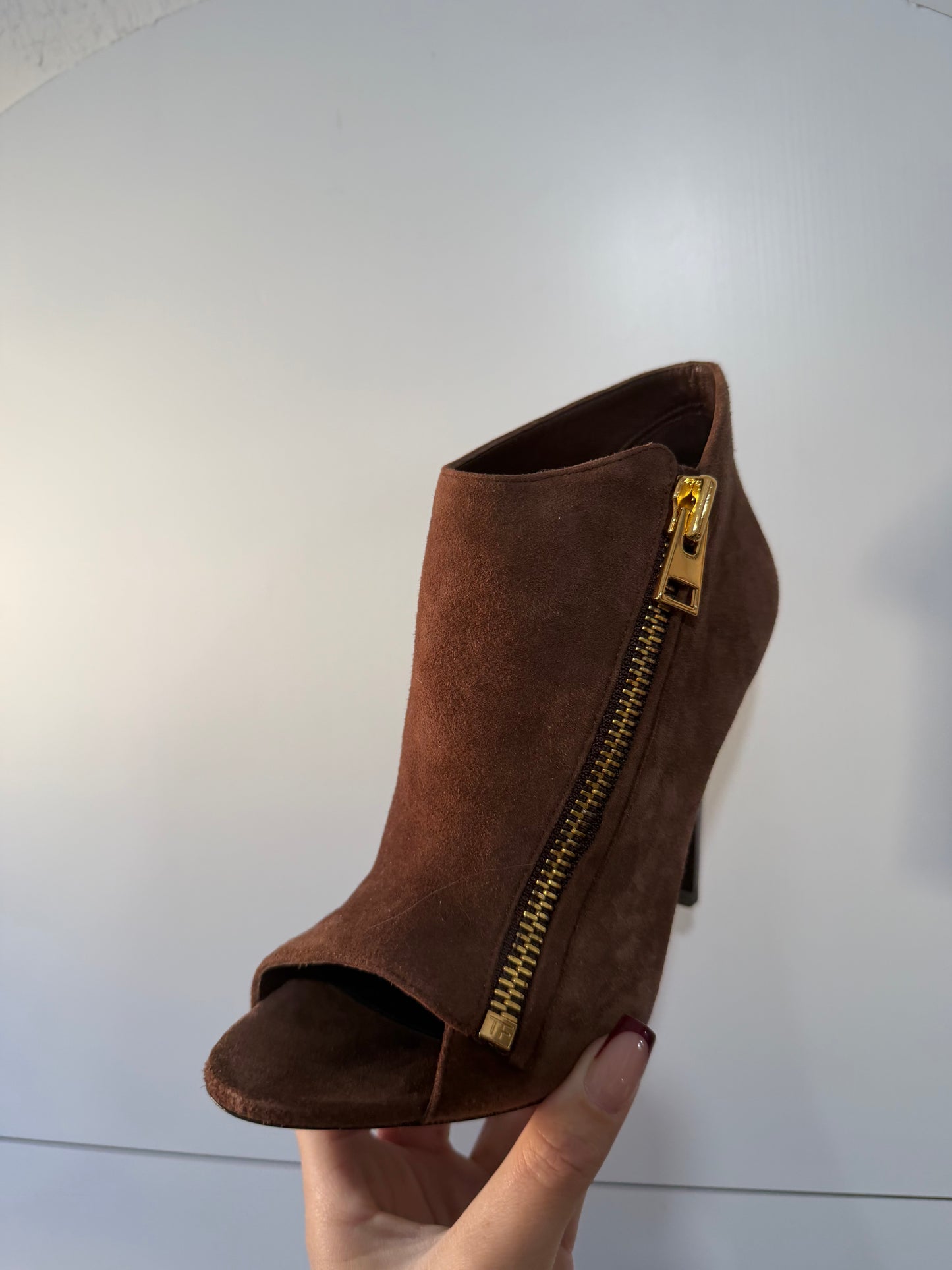 Brown Tom Ford Heeled Suede Boots, Size 4.5