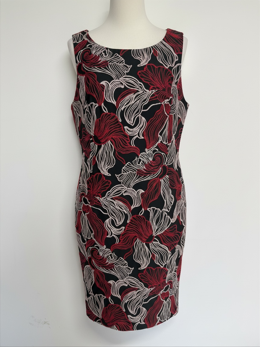 Preloved Oscar De La Renta Dress Size 12 Black & Red