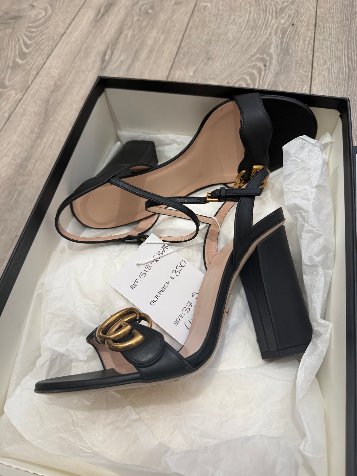 Black Gucci Block Heels, Size 37.5 - UK 4.5